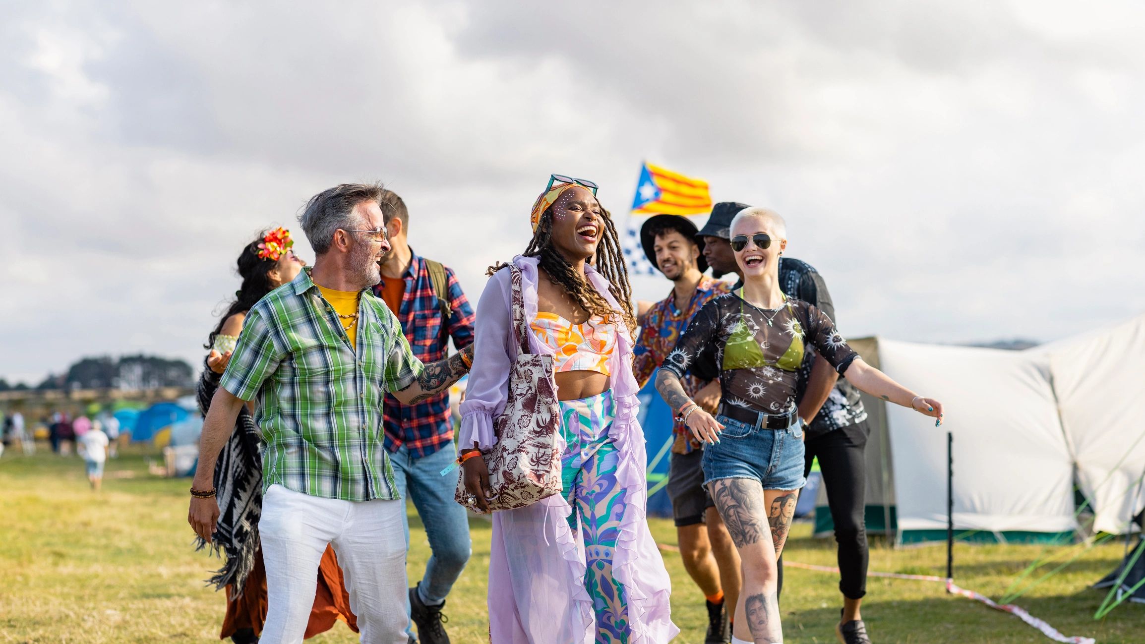 Festival crowd enjoying a live music event